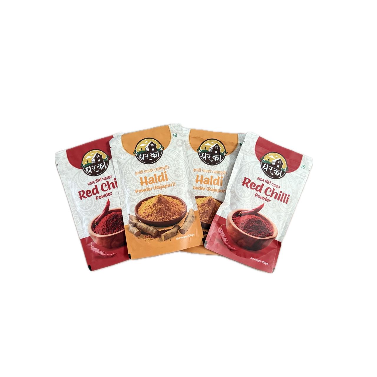 Red Chilly Haldi Powder Combo (4 Pack)